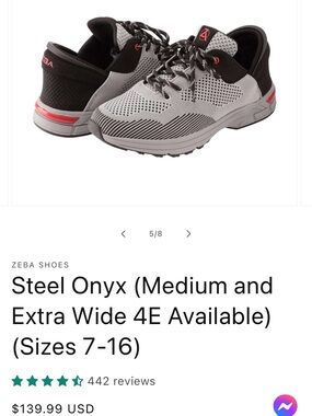 Zeba Steel Onyx Men's Lightweight Gray Athletic Shoes